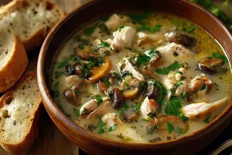 Soupe De Poulet Rôti Aux Champignons