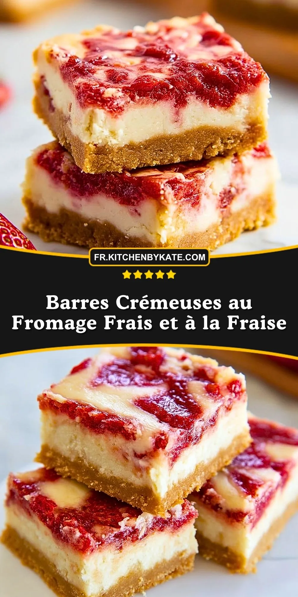 Barres Crémeuses au Fromage Frais et à la Fraise (2)