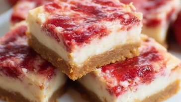 Barres Crémeuses au Fromage Frais et à la Fraise