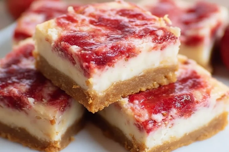 Barres Crémeuses au Fromage Frais et à la Fraise