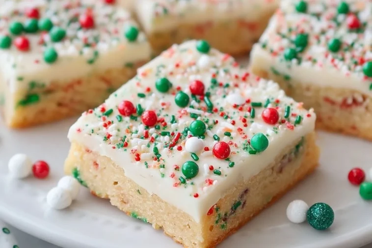Bars De Biscuits Sucrés De Fête Avec Un Glaçage Au Fromage À La Crème