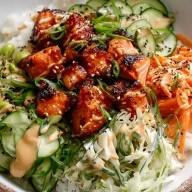 Bols De Riz Au Saumon Épicé