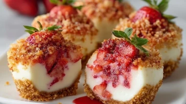 Bouchées Cheesecake Aux Fraises Croquantes