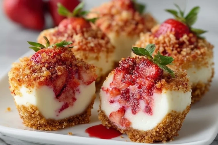 Bouchées Cheesecake Aux Fraises Croquantes
