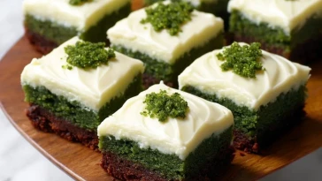 Brownies Véloutés Verts Avec Glaçage au Fromage Frais
