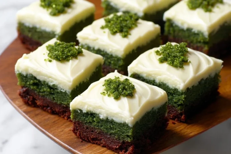 Brownies Véloutés Verts Avec Glaçage au Fromage Frais