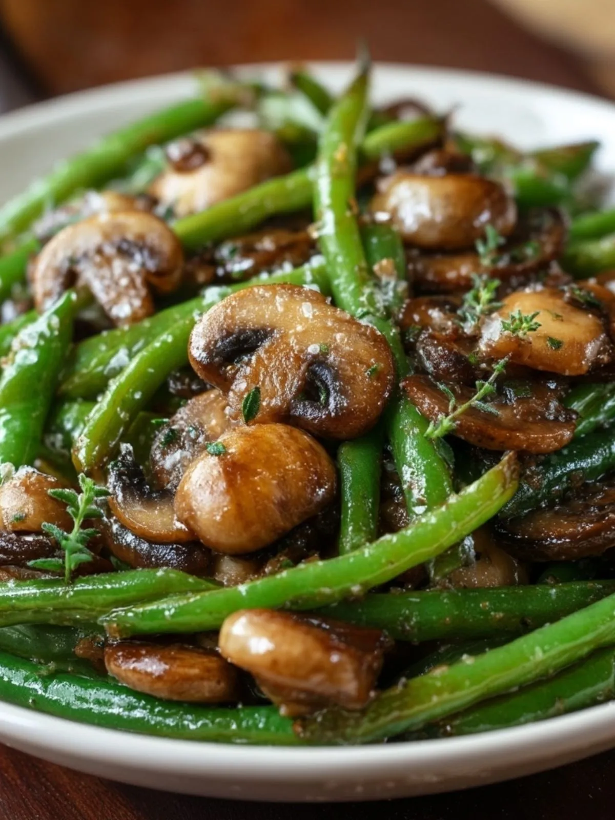 Haricots Verts Sautés à lAil et Champignons au Beurre (1)