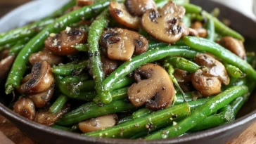 Haricots Verts Sautés à lAil et Champignons au Beurre