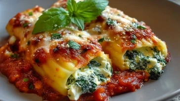 Manicotti Farcis aux Épinards et Ricotta