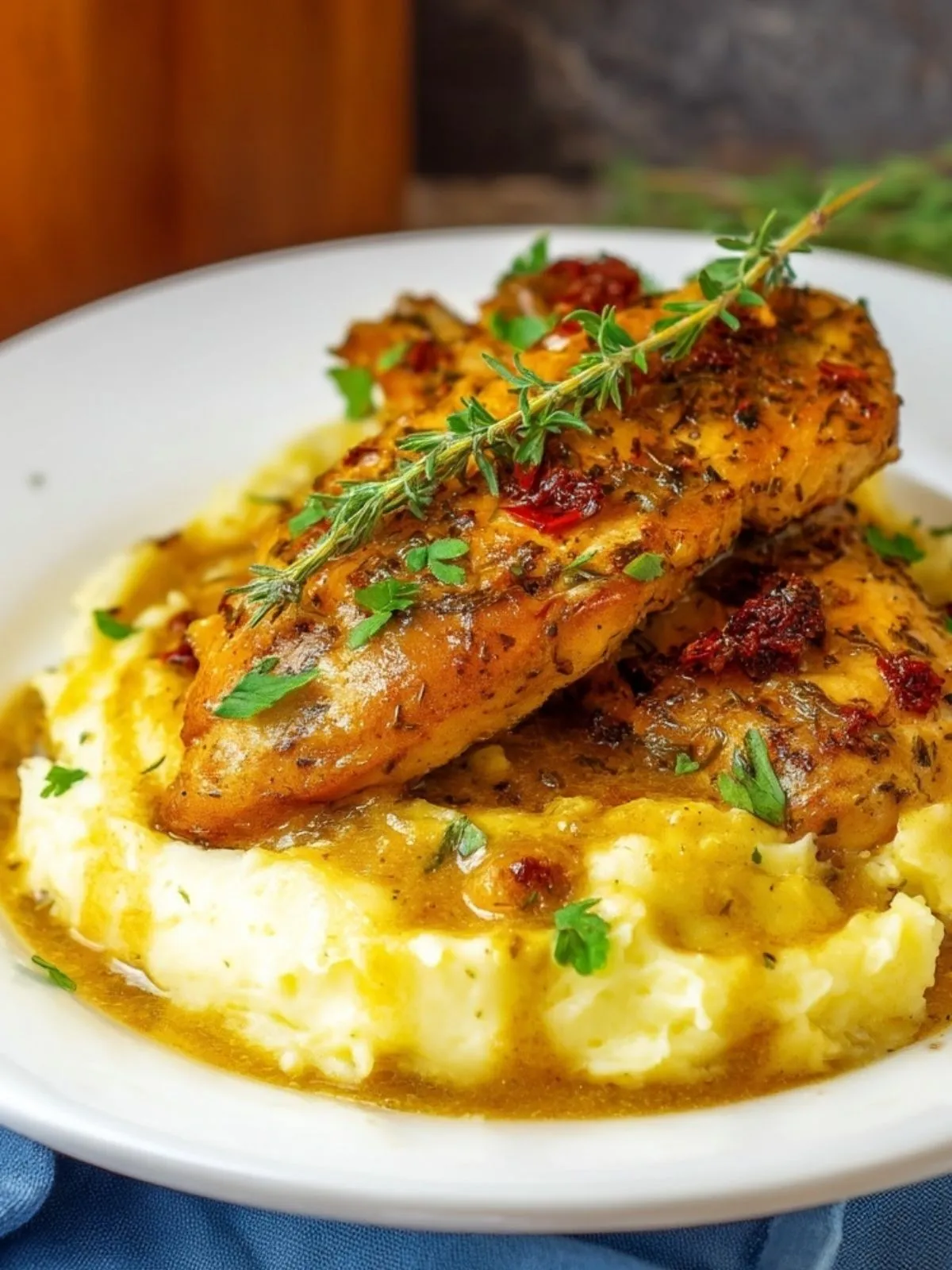 Poulet Sauté Aux Herbes Et Ail Avec Purée De Pommes De Terre (1)