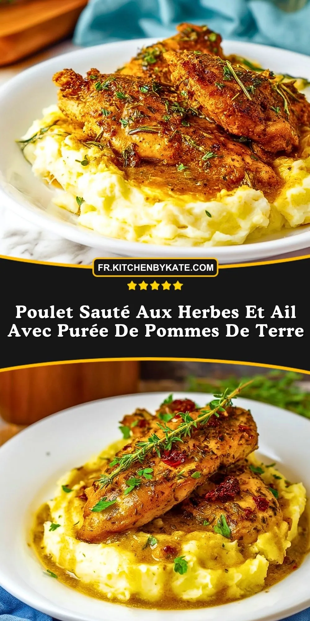 Poulet Sauté Aux Herbes Et Ail Avec Purée De Pommes De Terre (2)